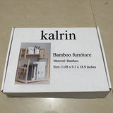 kalrin Bamboo Furniture, 2-Tier Bookshelf, Eco-Friendly Bamboo, 11.08x9x18.9 inches