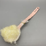 hssopa Bath Brushes - Pink, Dual-Sided with Wavy Bristles and Bath Sponge, Curved Non-Slip Handle, 36×12cm