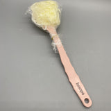 hssopa Bath Brushes - Pink, Dual-Sided with Wavy Bristles and Bath Sponge, Curved Non-Slip Handle, 36×12cm