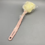 hssopa Bath Brushes - Pink, Dual-Sided with Wavy Bristles and Bath Sponge, Curved Non-Slip Handle, 36×12cm