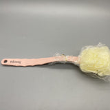 hssopa Bath Brushes - Pink, Dual-Sided with Wavy Bristles and Bath Sponge, Curved Non-Slip Handle, 36×12cm