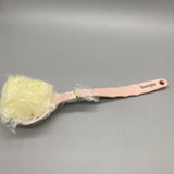 hssopa Bath Brushes - Pink, Dual-Sided with Wavy Bristles and Bath Sponge, Curved Non-Slip Handle, 36×12cm