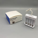 FlySimple Battery Charger for AA/AAA Rechargeable Batteries, DC5V2A Input, DC12V-0.25A Output, 3-5 Hours Charging Time, Compact 6.5×2×8 cm