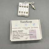 ToroScop Battery Charger,AA/AAA Rechargeable Batteries, DC5V Input, DC12V Output, 3-5 Hour Charging Time, Compact Design