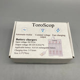 ToroScop Battery Charger,AA/AAA Rechargeable Batteries, DC5V Input, DC12V Output, 3-5 Hour Charging Time, Compact Design