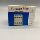 Povasee Max Battery Charger for AA/AAA Rechargeable Batteries, 4-Slot Fast Charger, 12V Output, 3-5 Hour Charging Time, Compact Design (6.5×2×8cm)
