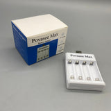 Povasee Max Battery Charger for AA/AAA Rechargeable Batteries, 4-Slot Fast Charger, 12V Output, 3-5 Hour Charging Time, Compact Design (6.5×2×8cm)