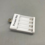 Povasee Max Battery Charger for AA/AAA Rechargeable Batteries, 4-Slot Fast Charger, 12V Output, 3-5 Hour Charging Time, Compact Design (6.5×2×8cm)