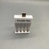 Povasee Max Battery Charger for AA/AAA Rechargeable Batteries, 4-Slot Fast Charger, 12V Output, 3-5 Hour Charging Time, Compact Design (6.5×2×8cm)