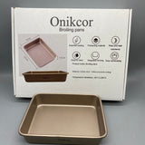 Onikcor Broiling Pan, Carbon Steel with Teflon Non-Stick Coating, Imported Coating, Heat & Wear Resistant, Easy to Clean, Integrated Forming, 17cm x 4.5cm x 22cm, Temperature Resistance -40°C to 230°C