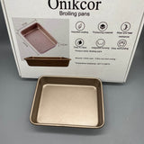 Onikcor Broiling Pan, Carbon Steel with Teflon Non-Stick Coating, Imported Coating, Heat & Wear Resistant, Easy to Clean, Integrated Forming, 17cm x 4.5cm x 22cm, Temperature Resistance -40°C to 230°C
