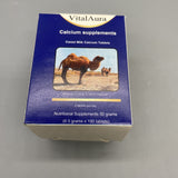 VitalAura Calcium Supplements - 100 Tablets, 0.5g Each, Camel Milk Calcium, Vitamin C, Probiotics, 50g Net Weight
