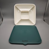 Ignitus Candy Box – 5-Compartment Plastic Storage, 26×27×6cm, Green Lid & White Interior, Durable & Food-Safe