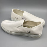 R&U Canvas Shoes - Casual, Work, and Sport Sneakers with Rubber Sole, White