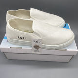 R&U Canvas Shoes - Casual, Work, and Sport Sneakers with Rubber Sole, White