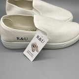 R&U Canvas Shoes - Casual, Work, and Sport Sneakers with Rubber Sole, White