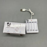 LI-ELECTRIC Chargers for batteries, 4-Slot Smart Charger with LED Indicator, 1.2V 250mA Output, 5V-1A Input, Compact Size 6.5x2x8 cm