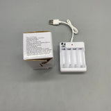 LI-ELECTRIC Chargers for batteries, 4-Slot Smart Charger with LED Indicator, 1.2V 250mA Output, 5V-1A Input, Compact Size 6.5x2x8 cm