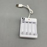 LI-ELECTRIC Chargers for batteries, 4-Slot Smart Charger with LED Indicator, 1.2V 250mA Output, 5V-1A Input, Compact Size 6.5x2x8 cm