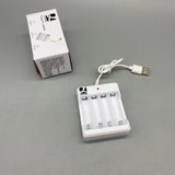 LI-ELECTRIC Chargers for batteries, 4-Slot Smart Charger with LED Indicator, 1.2V 250mA Output, 5V-1A Input, Compact Size 6.5x2x8 cm