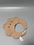 KISSOURBABY Children's Cloth Eating Bibs, Flower-Shaped Design, Soft Gauze Fabric, Breathable and Absorbent, All-Season Use, Coffee Color