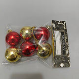 MOSKAV Christmas Tree Decorations - Plastic Material, Each Approximately 1.2 Inches (30mm) in Diameter, Red and Gold Colors, Pack of 6