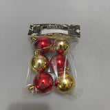 MOSKAV Christmas Tree Decorations - Plastic Material, Each Approximately 1.2 Inches (30mm) in Diameter, Red and Gold Colors, Pack of 6