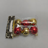 MOSKAV Christmas Tree Decorations - Plastic Material, Each Approximately 1.2 Inches (30mm) in Diameter, Red and Gold Colors, Pack of 6