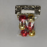 MOSKAV Christmas Tree Decorations - Plastic Material, Each Approximately 1.2 Inches (30mm) in Diameter, Red and Gold Colors, Pack of 6