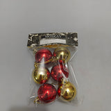 MOSKAV Christmas Tree Decorations - Plastic Material, Each Approximately 1.2 Inches (30mm) in Diameter, Red and Gold Colors, Pack of 6