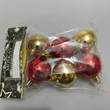 MOSKAV Christmas Tree Decorations - Plastic Material, Each Approximately 1.2 Inches (30mm) in Diameter, Red and Gold Colors, Pack of 6