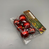 ETONART Christmas tree decorations [except confectionery and electric Christmas lights], 1.2-inch Plastic Ornaments, Red & Gold, Set of 6