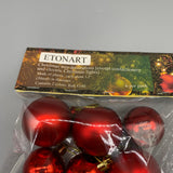 ETONART Christmas tree decorations [except confectionery and electric Christmas lights], 1.2-inch Plastic Ornaments, Red & Gold, Set of 6