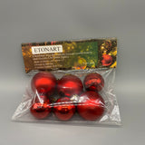 ETONART Christmas tree decorations [except confectionery and electric Christmas lights], 1.2-inch Plastic Ornaments, Red & Gold, Set of 6