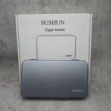 SUSHUN Cigar Case, Aviation Aluminum Alloy Cigar Box with Gray Sponge Lining, Portable Travel Cigar Humidifier for 5 Cigars, Precision Sealed Cigar Accessories Gift for Men
