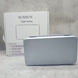 SUSHUN Cigar Case, Aviation Aluminum Alloy Cigar Box with Gray Sponge Lining, Portable Travel Cigar Humidifier for 5 Cigars, Precision Sealed Cigar Accessories Gift for Men