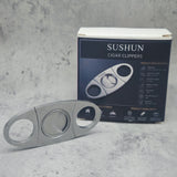 SUSHUN Cigar Cutter Stainless Steel Double Blade Guillotine, Professional Sharp V-Cut Clipper for Most Cigars, Pocket Size Heavy Duty Metal Cigar Accessories for Men Gift, Home & Commercial Use