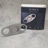 SUSHUN Cigar Cutter Stainless Steel Double Blade Guillotine, Professional Sharp V-Cut Clipper for Most Cigars, Pocket Size Heavy Duty Metal Cigar Accessories for Men Gift, Home & Commercial Use