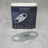 SUSHUN Cigar Cutter Stainless Steel Double Blade Guillotine, Professional Sharp V-Cut Clipper for Most Cigars, Pocket Size Heavy Duty Metal Cigar Accessories for Men Gift, Home & Commercial Use