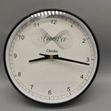 Anora Clock – 12-Inch Silent Non-Ticking Clock with High-Transparency Glass, Metal Hands, Clear Dial, ABS Backboard & Piano Lacquer Frame – Black