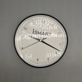 iSMART Clocks, 30cm Silent Non-Ticking Sweep Movement, Black ABS Frame with Metal Hands and Glass Cover, Precise Quartz Wall Clock for Home Office Bedroom