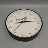iSMART Clocks, 30cm Silent Non-Ticking Sweep Movement, Black ABS Frame with Metal Hands and Glass Cover, Precise Quartz Wall Clock for Home Office Bedroom
