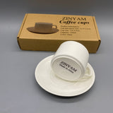 ZINYAM Coffee Cups, 150ml Capacity, 7.4x5.5cm Cup Size, 13.3x1.5cm Saucer, Elegant Porcelain Set for Espresso, Tea, or Coffee