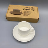ZINYAM Coffee Cups, 150ml Capacity, 7.4x5.5cm Cup Size, 13.3x1.5cm Saucer, Elegant Porcelain Set for Espresso, Tea, or Coffee