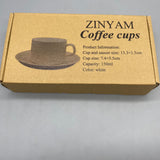 ZINYAM Coffee Cups, 150ml Capacity, 7.4x5.5cm Cup Size, 13.3x1.5cm Saucer, Elegant Porcelain Set for Espresso, Tea, or Coffee