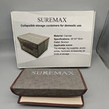 SUREMAX Collapsible Storage Containers for Domestic Use, 26×20×16cm Foldable Canvas Bin, Brown Organizer for Toys, Tools, Accessories, and Home Essentials