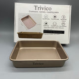 Trivico Cookware, namely, roasting pans, Carbon Steel Cookware with Teflon Coating, Gold, 22×17×4.5cm – Oven Safe Up to 230°C