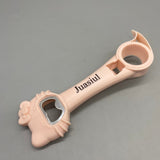 Juasiul Corkscrew – Pink Stainless Steel & PP, Triangle Design, Inner Striped Teeth, Hook for Easy Can Opening, 21cm