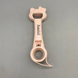 Juasiul Corkscrew – Pink Stainless Steel & PP, Triangle Design, Inner Striped Teeth, Hook for Easy Can Opening, 21cm