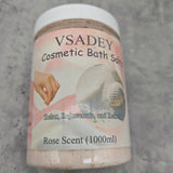 VSADEY Cosmetic Bath Salts - Rose Scent (1000ml), Relaxing & Moisturizing Bath Soak, Muscle Relaxation, Skin Hydration & Detoxifying Formula